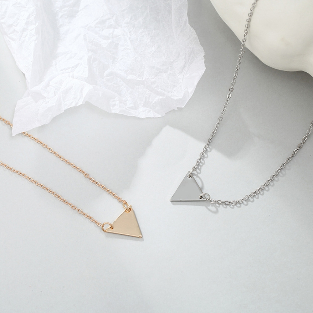 Feminine Silver Triangle Pendant Necklace